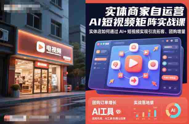 实体商家自运营AI短视频矩阵实战课，实体店如何通过AI+短视频实现引流拓客、团购增量-有道网创