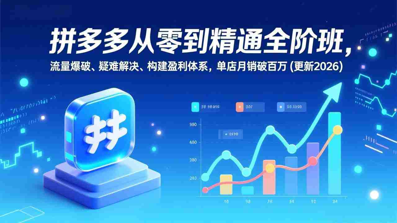 （17148期）拼多多从零到精通全阶班，流量爆破、疑难解决，构建盈利体系，单店月销破百万(更新2026)-有道网创