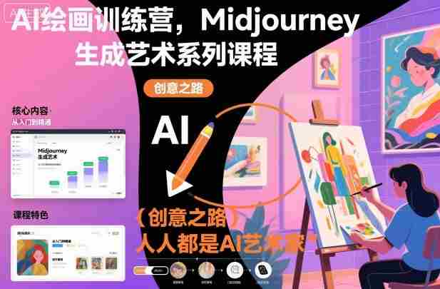 AI绘画训练营,Midjourney生成艺术系列课程,人人都是AI艺术家-有道网创