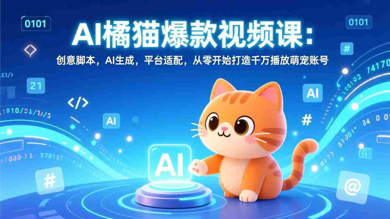 （17091期）AI橘猫爆款视频课：创意脚本，AI生成，平台适配，从零开始打造千万播放萌宠账号-有道网创