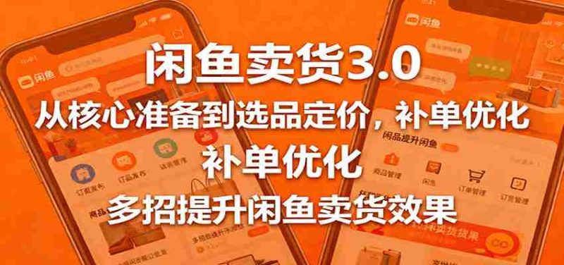 闲鱼卖货3.0，从核心准备到选品定价，补单优化，多招提升闲鱼卖货效果-有道网创