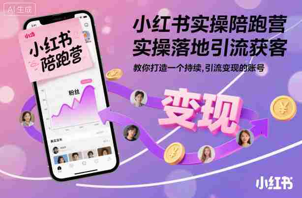 小红书实操陪跑营，实操落地引流获客，教你打造一个持续引流变现的账号-有道网创