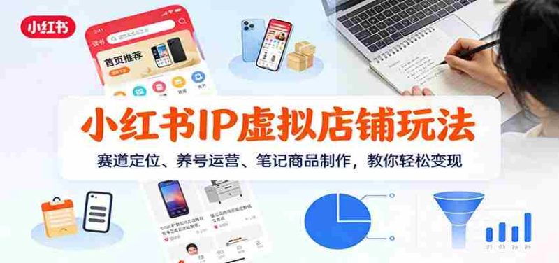 小红书IP虚拟店铺玩法，赛道定位、养号运营、笔记商品制作，教你轻松变现-有道网创