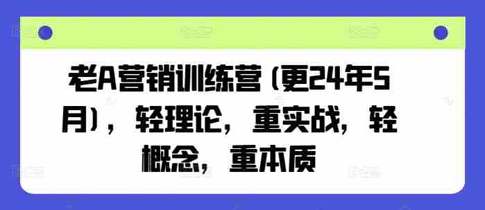 老A营销训练营(更25年10月)，轻理论，重实战，轻概念，重本质-有道网创