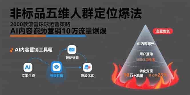 （15619期）非标品五维人群定位法，2000款滚雪球运营策略，AI内容营销10万流量引爆-有道网创