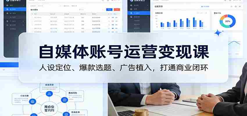 自媒体账号运营变现课：人设定位、爆款选题、广告植入，打通商业闭环-有道网创