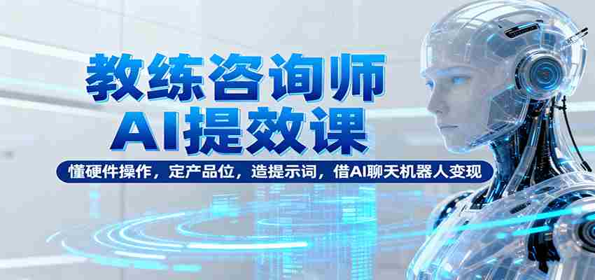 教练咨询师AI提效课：懂硬件操作，定产品位，造提示词，借AI聊天机器人变现-有道网创