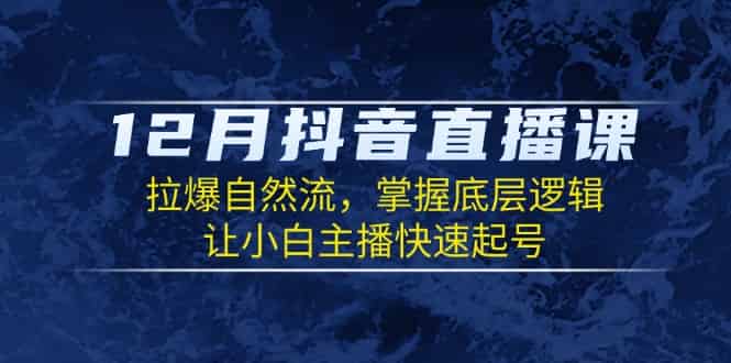 （13807期）12月抖音直播课：拉爆自然流，掌握底层逻辑，让小白主播快速起号-有道网创
