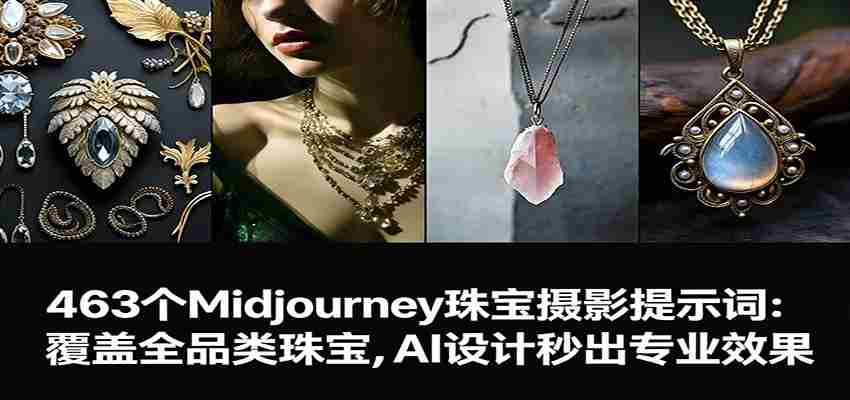 463个Midjourney珠宝摄影提示词：覆盖全品类珠宝，AI设计秒出专业效果-有道网创