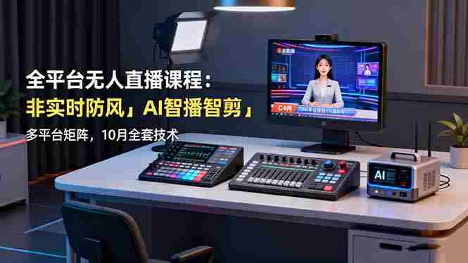 (16414期)全平台无人直播课程:非实时防风+AI智播智剪+多平台矩阵,10月全套技术-有道网创