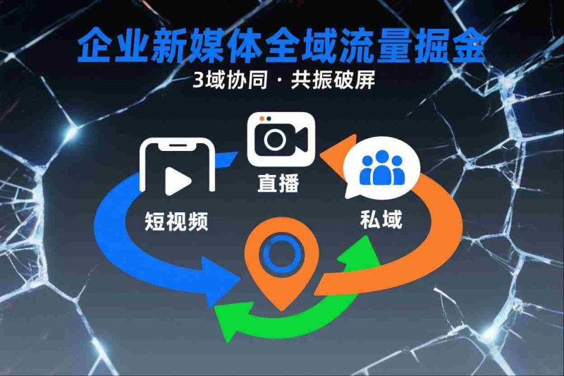 短视频全域商业模式，企业新媒体全域流量掘金，3域协同，共振破屏，短视频-直播-私域-地域-有道网创