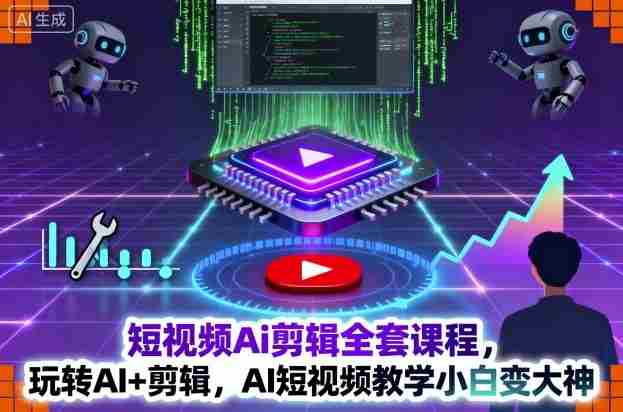 短视频Ai剪辑全套课程，玩转AI+剪辑，AI短视频教学小白变大神-有道网创