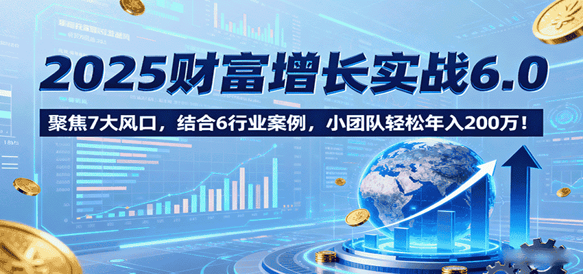 2025财富增长实战6.0，聚焦7大风口，结合6行业案例，小团队轻松年入200万！-有道网创