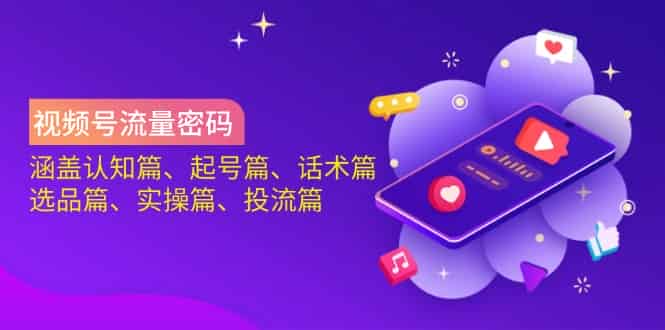 （14124期）视频号流量密码：涵盖认知篇、起号篇、话术篇、选品篇、实操篇、投流篇-有道网创