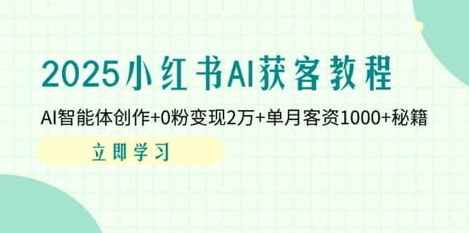 （14301期）2025小红书AI获客教程：AI智能体创作+0粉变现2万+单月客资1000+秘籍-有道网创