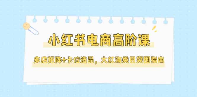 （14940期）小红书电商高阶课，多店矩阵+卡位选品，大红海类目突围指南（更新5月）-有道网创
