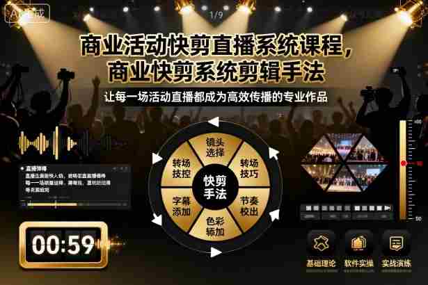 商业活动快剪直播系统课程，商业快剪系统剪辑手法-有道网创