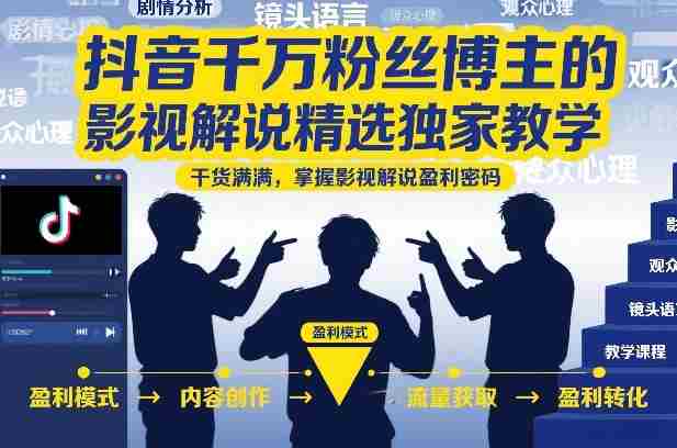 抖音千万粉丝博主的影视解说精选独家教学，干货满满，掌握影视解说盈利密码-有道网创