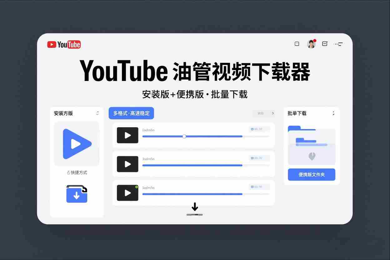 YouTube油管视频下载器安装版+便携版，可以批量下载多个视频-有道网创