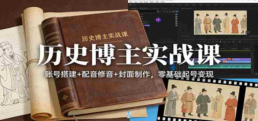 历史博主实战课：账号搭建+配音修音+封面制作，零基础起号变现-有道网创