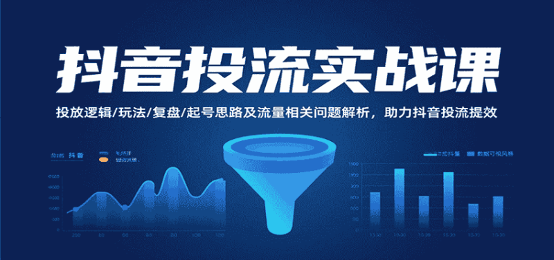 抖音投流实战课，投放逻辑/玩法/复盘/起号思路及流量相关问题解析，助力抖音投流提效-有道网创