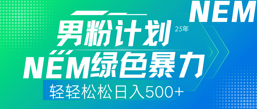 （14174期）25年新男粉计划绿色暴力项目轻轻松松日收500+-有道网创