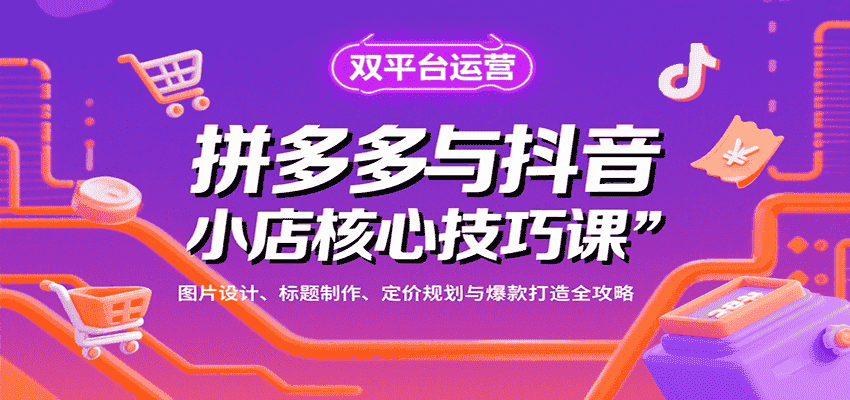 拼多多与抖音小店核心技巧课，图片设计、标题制作、定价规划与爆款打造全攻略-有道网创