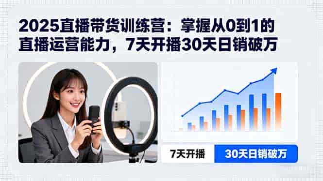 （15989期）2025直播带货训练营：掌握从0到1的直播运营能力，7天开播30天日销破万-有道网创