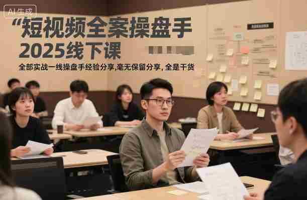 短视频全案操盘手2025线下课，全部实战一线操盘手经验分享，毫无保留分享，全是干货-有道网创