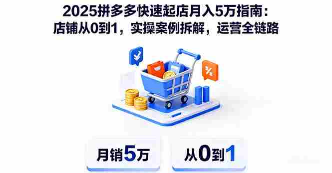 （16199期）2025拼多多快速起店月入5万指南：店铺从0到1，实操案例拆解，运营全链路-有道网创