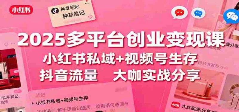 2025多平台创业变现课：小红书私域+视频号生存+抖音流量，大咖实战分享-有道网创
