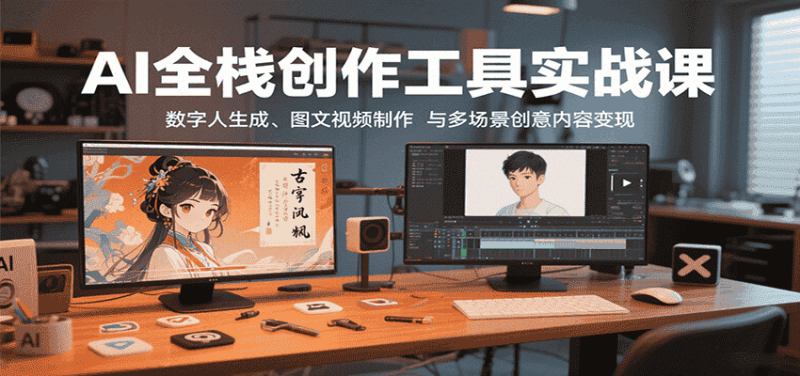 AI全栈创作工具实战课：数字人生成、图文视频制作与多场景创意内容变现-有道网创