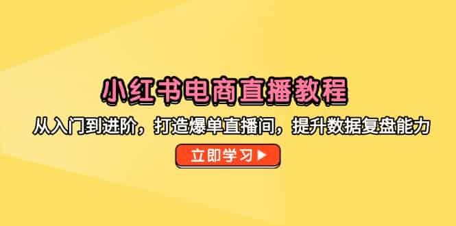（14873期）小红书电商直播教程，从入门到进阶，打造爆单直播间，提升数据复盘能力-有道网创