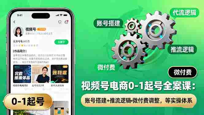 （16262期）视频号电商0-1起号全案课：账号搭建+推流逻辑+微付费调整，等实操体系-有道网创