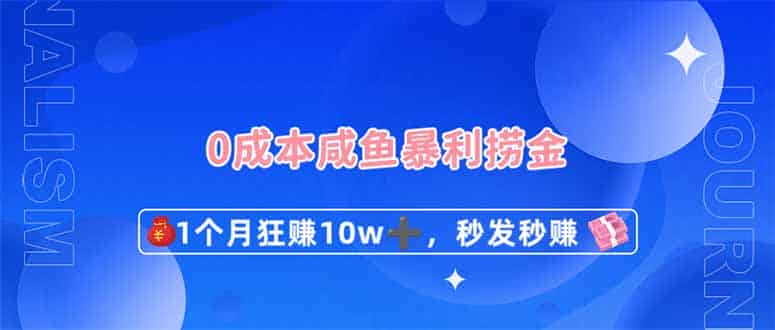 （14257期）0成本闲鱼暴利捞金，1个月狂赚10W+，秒发秒赚新玩法-有道网创