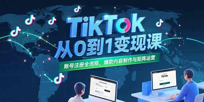 （15346期）TikTok从0到1变现课，账号注册全流程，爆款内容制作与矩阵运营-有道网创