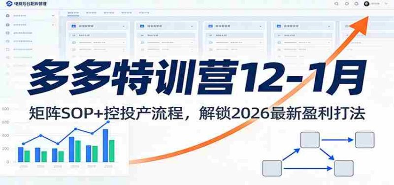 多多特训营12-1月：矩阵SOP+ 控投产流程，解锁2026最新盈利打法-有道网创