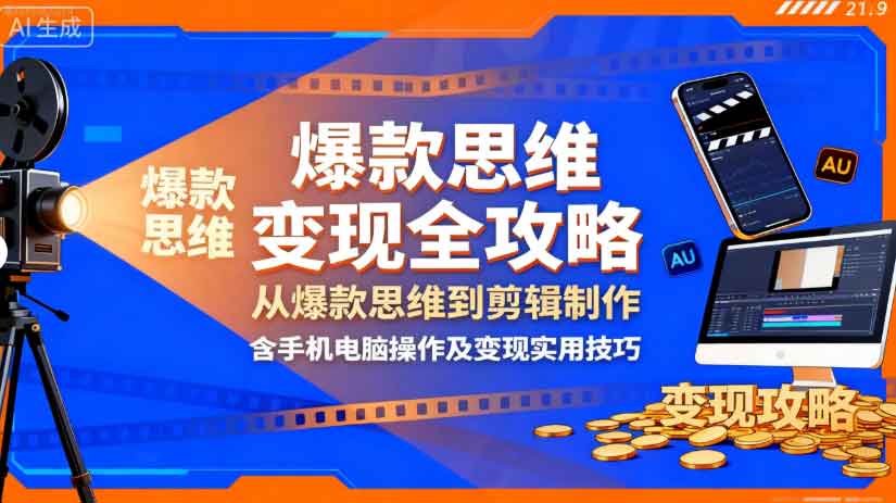 影视解说变现全攻略：从爆款思维到剪辑制作，含手机电脑操作及变现实用技巧-有道网创