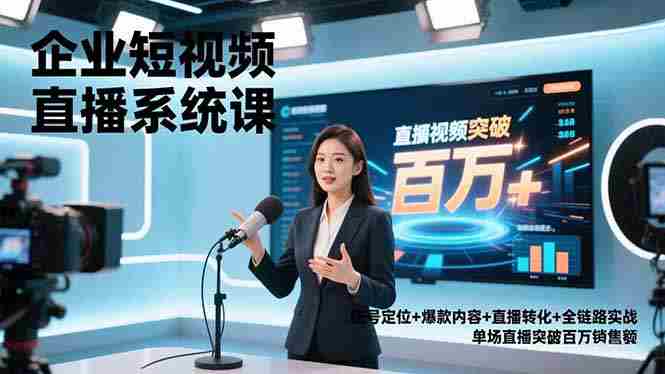 （16878期）企业短视频直播系统课，账号定位+爆款内容+直播转化+全链路实战，单场直播突破百万销售额-有道网创