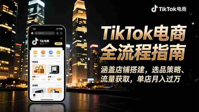 （16524期）TikTok电商全流程指南，涵盖店铺搭建、选品策略、流量获取，单店月入过万-有道网创