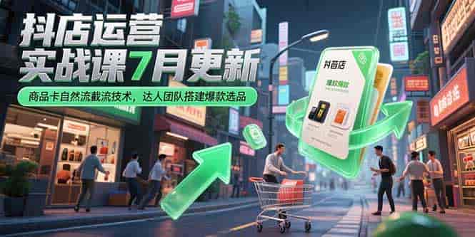 （15329期）抖店运营实战课7月更新，商品卡自然流截流技术，达人团队搭建爆款选品-有道网创