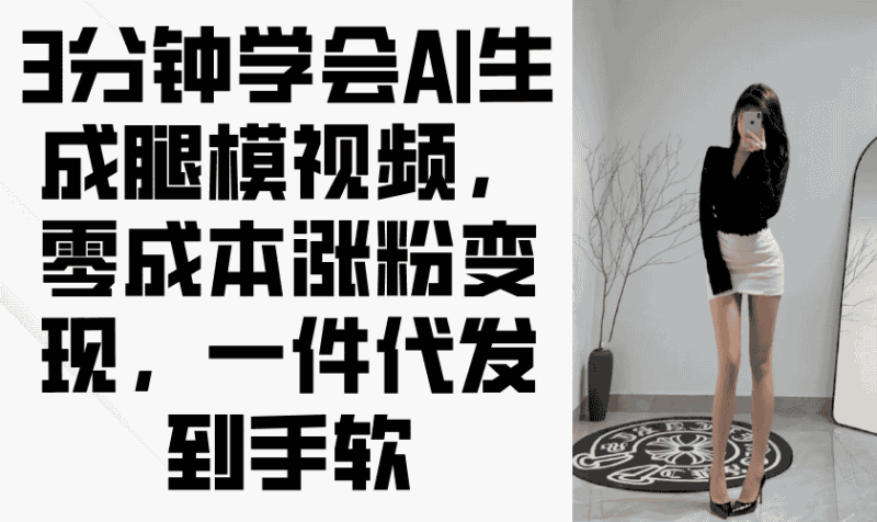 （14537期）3分钟学会AI生成腿模视频，零成本涨粉变现，一件代发到手软-有道网创