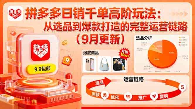 （16100期）拼多多日销千单高阶玩法：从选品到爆款打造的完整运营链路（9月更新）-有道网创