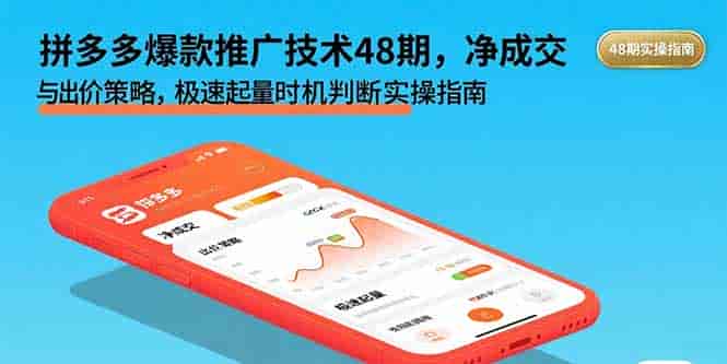 （15830期）拼多多爆款推广技术48期，净成交与出价策略，极速起量时机判断实操指南-有道网创