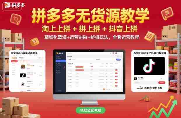 拼多多无货源教学，淘上拼+拼上拼+抖上拼，精细化蓝海+运营进阶+终极玩法，全套运营教程-有道网创