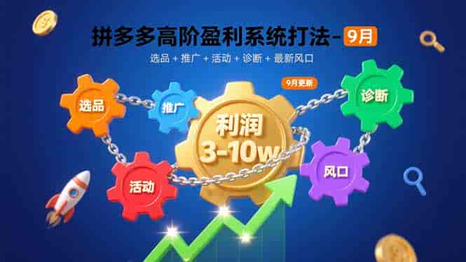 （15916期）拼多多高阶盈利系统打法-9月：选品+推广+活动+诊断+最新风口，月利润3-10w-有道网创