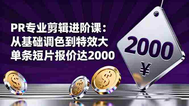 (16381期)PR专业剪辑进阶课:从基础调色到特效大片的进阶技能,单条短片报价达2000-有道网创