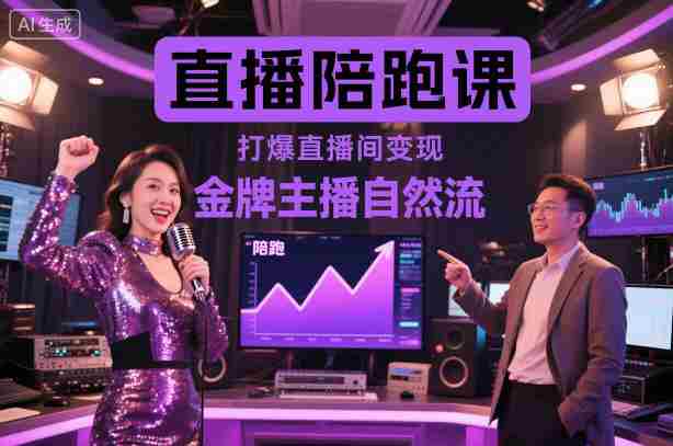 直播陪跑课，金牌主播自然流打爆直播间，复制高变现玩法-有道网创