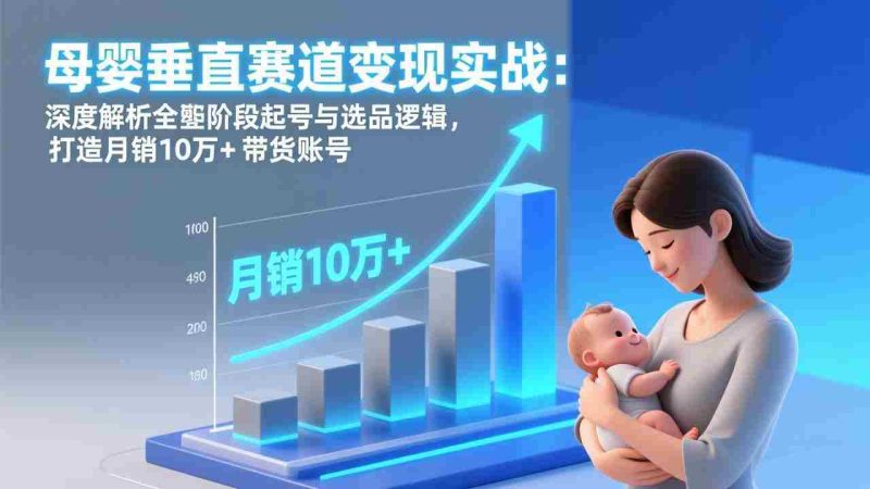 （17233期）母婴垂直赛道变现实战：深度解析三大阶段起号与选品逻辑，打造月销10万+带货账号-有道网创