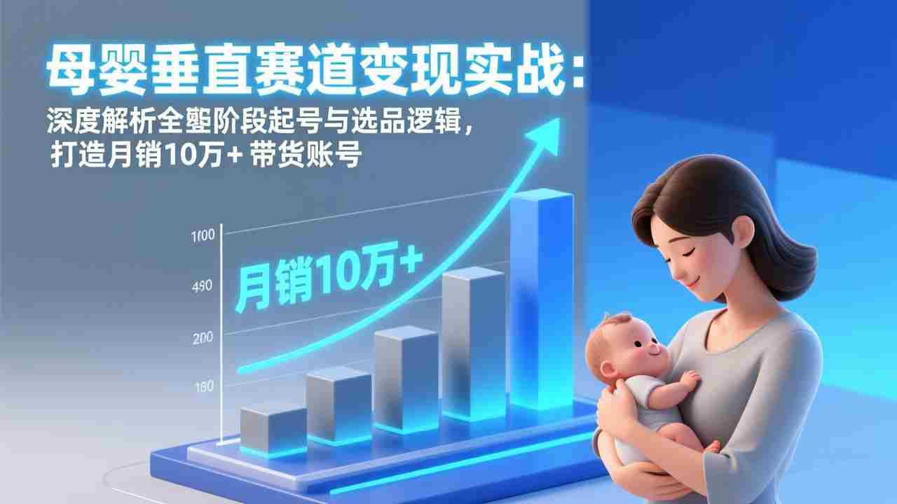 （17233期）母婴垂直赛道变现实战：深度解析三大阶段起号与选品逻辑，打造月销10万+带货账号-有道网创